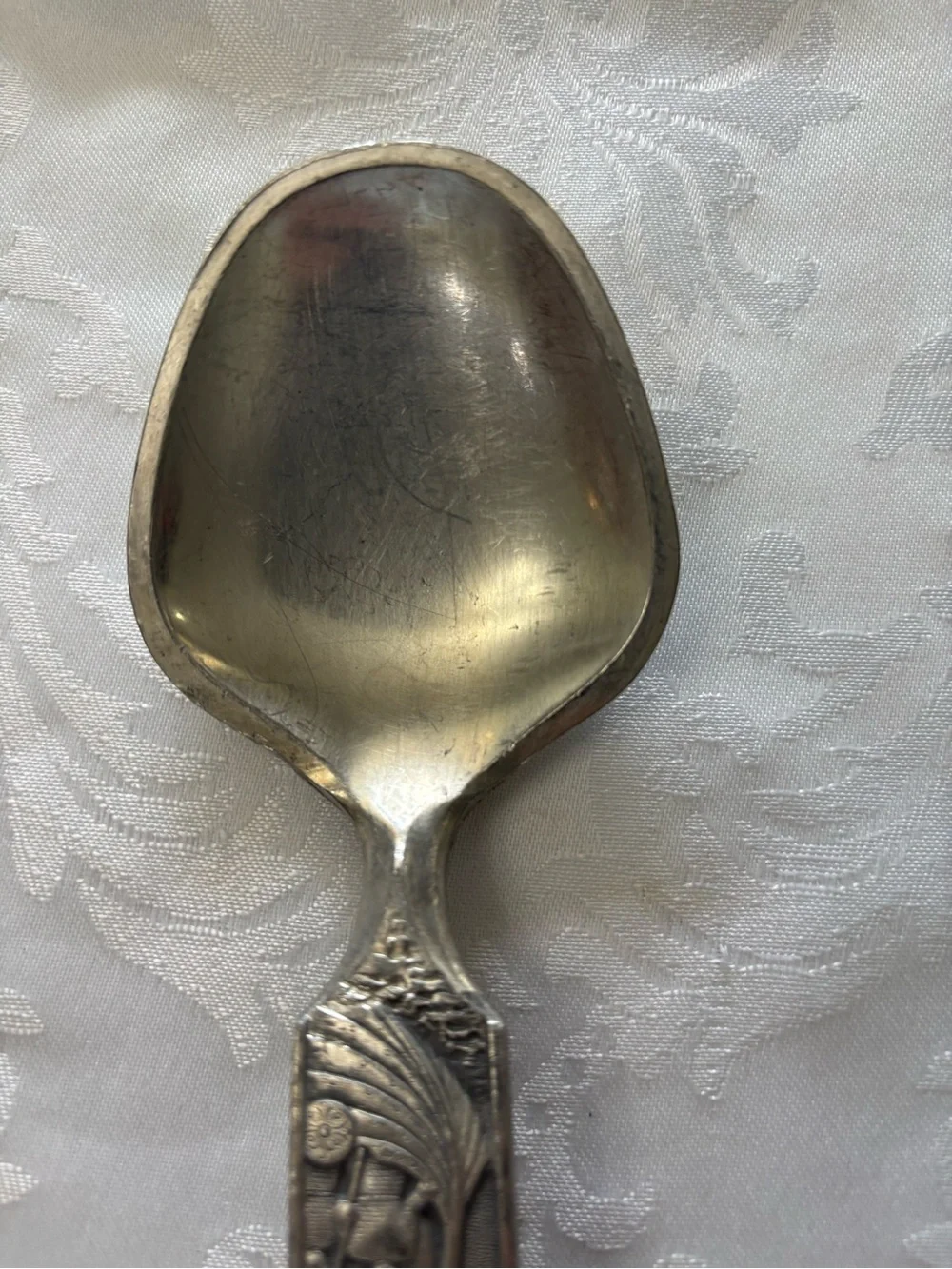 Vtg Konge Tinn Norwegian Pewter Salad Serving Set Viking Heilag Olav Spoons